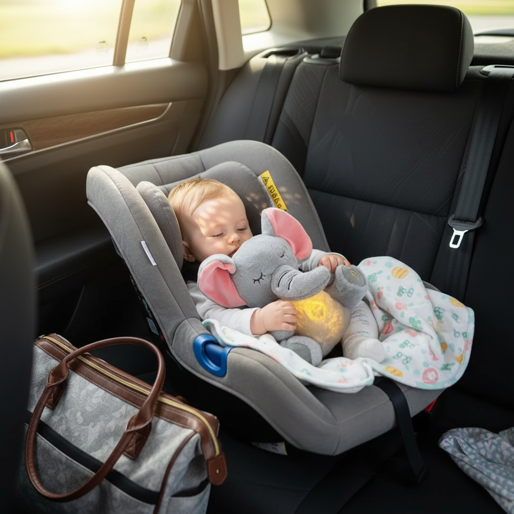 4 Modes Baby Breathing Soothing Elephant Plush Doll Toy Sleeping Companion Music and Light Doll Sensory Stuffed Toy Kids Gift