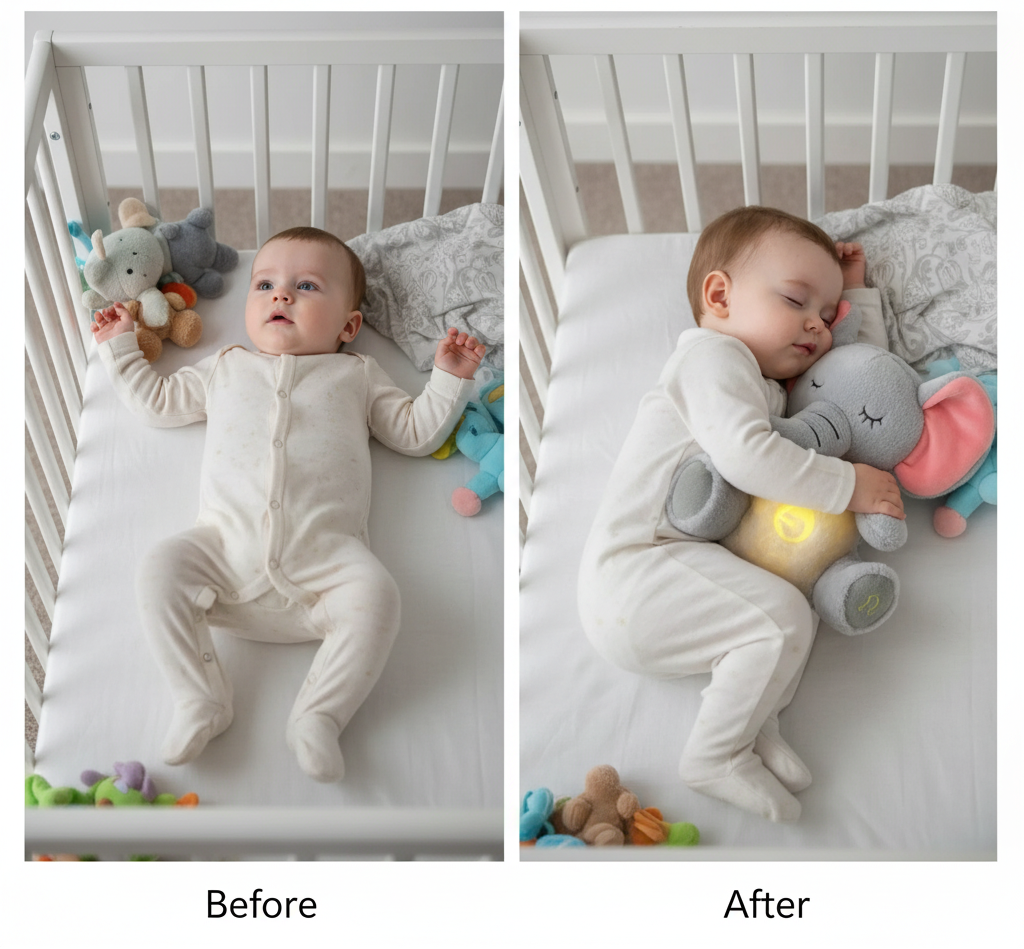 4 Modes Baby Breathing Soothing Elephant Plush Doll Toy Sleeping Companion Music and Light Doll Sensory Stuffed Toy Kids Gift