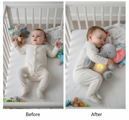 4 Modes Baby Breathing Soothing Elephant Plush Doll Toy Sleeping Companion Music and Light Doll Sensory Stuffed Toy Kids Gift